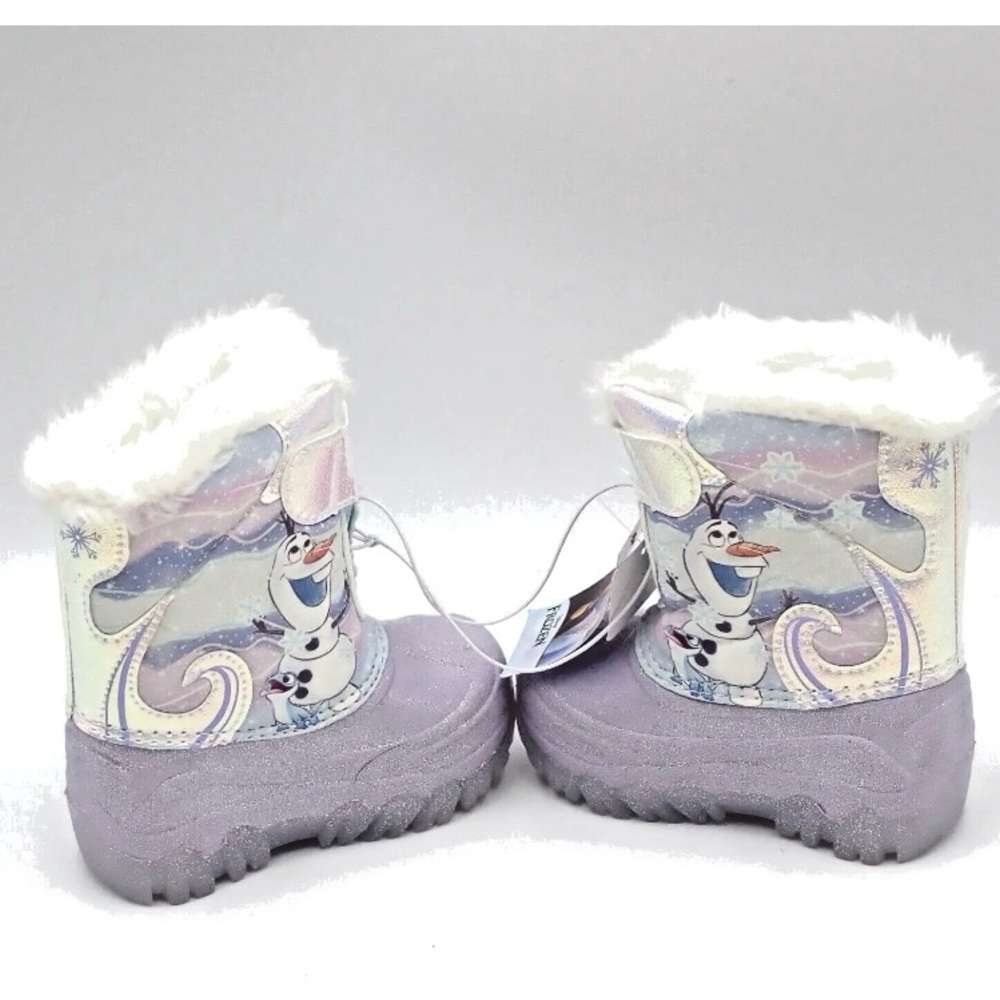 Girls Disney Frozen II Sparkling Twinkle Snow Winter Boots Lilac/Glitter Elsa - Picture 4 of 7